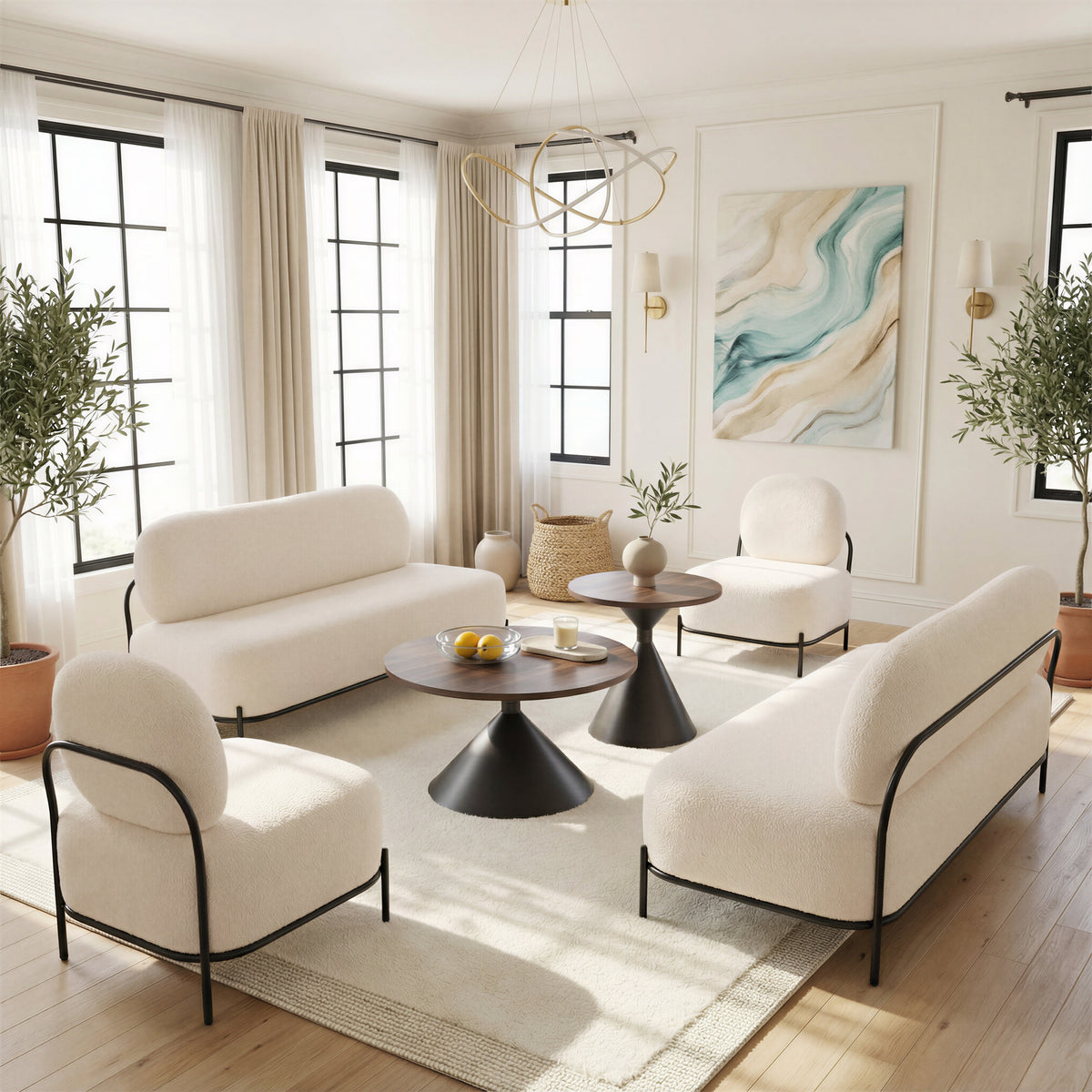 Rosk Walnut & Black Coffee Table Set (2-Piece)