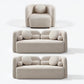 Kenna Living Room Set in Light Beige, 2 Loveseats + 1 Square Chair
