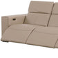 110" Top Grain Leather Power Reclining Sofa with USB Ports (3 Colors) in light gray detail view.