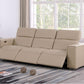 110" Top Grain Leather Power Reclining Sofa with USB Ports (3 Colors) in light beige color, showcasing modern design and comfort.