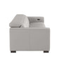 110" Top Grain Leather Power Reclining Sofa with USB Ports (3 Colors) side view in light gray leather.