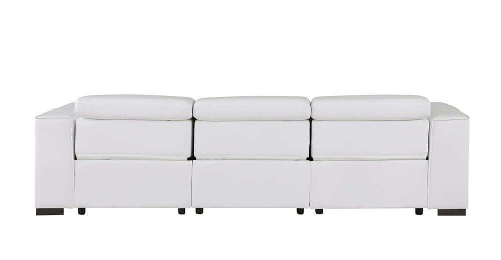 110" Top Grain Leather Power Reclining Sofa with USB Ports (3 Colors) in white, showcasing modern design and comfort.