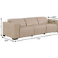 110" Top Grain Leather Power Reclining Sofa with USB Ports (3 Colors) dimensions and design layout in light gray.