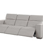 110" Top Grain Leather Power Reclining Sofa with USB Ports (3 Colors) in light gray, offering modern luxury and comfort.
