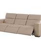 110" Top Grain Leather Power Reclining Sofa with USB Ports (3 Colors) in light gray, showcasing modern design and comfort.