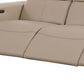110" Top Grain Leather Power Reclining Sofa with USB Ports (3 Colors) close-up of beige leather seat.