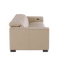 110" Top Grain Leather Power Reclining Sofa with USB Ports (3 Colors) in light gray from the side view, showcasing modern design.