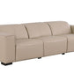 110" Top Grain Leather Power Reclining Sofa with USB Ports (3 Colors) in light gray leather upholstery.