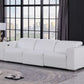 110" Top Grain Leather Power Reclining Sofa with USB Ports (3 Colors) in modern living room setting.