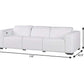 110" Top Grain Leather Power Reclining Sofa with USB Ports (3 Colors) dimensions and design in white upholstery