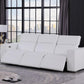 110" Top Grain Leather Power Reclining Sofa with USB Ports (3 Colors) in modern living room setting.