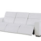 110" Top Grain Leather Power Reclining Sofa with USB Ports (3 Colors) in sleek white leather design.