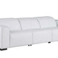 110" Top Grain Leather Power Reclining Sofa with USB Ports (3 Colors) in white upholstery, showcasing modern design and comfort.