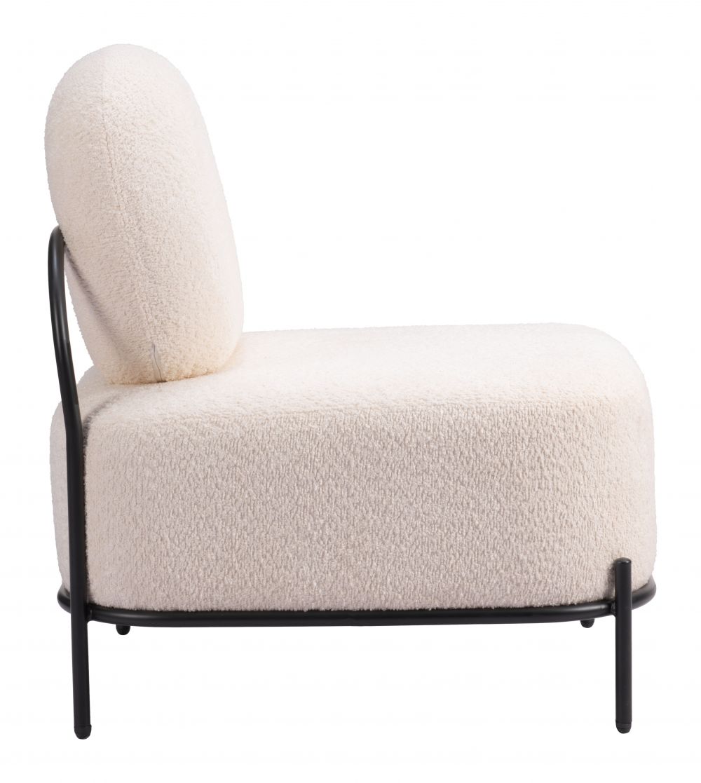 Arendal Teddy Fabric Accent Chair – Armless Sherpa Lounge Chair (Modern, Vanilla, Steel Frame) in soft texture and minimal form.