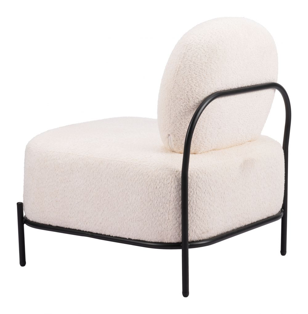 Arendal Teddy Fabric Accent Chair – Armless Sherpa Lounge Chair (Modern, Vanilla, Steel Frame) showcasing a soft, cozy design.