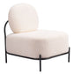 Arendal Teddy Fabric Accent Chair – Armless Sherpa Lounge Chair (Modern, Vanilla, Steel Frame) in soft sherpa fabric.