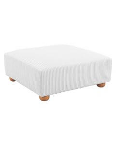 Tayte White Corduroy Modular Sectional Sofa 150" – Deep Seat Oversized Couch ottoman with wood legs.