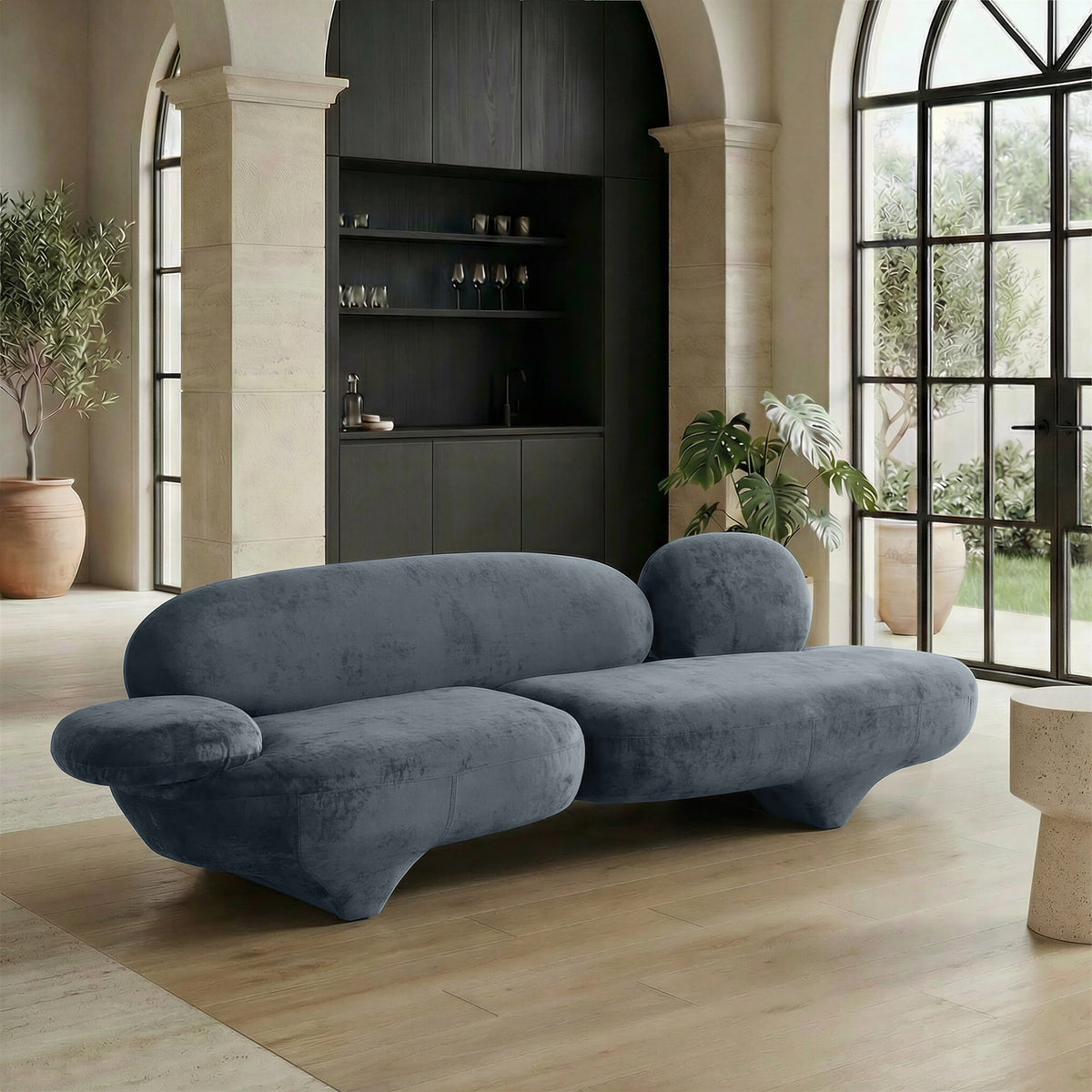 Oblak Storm Gray Velvet Sofa