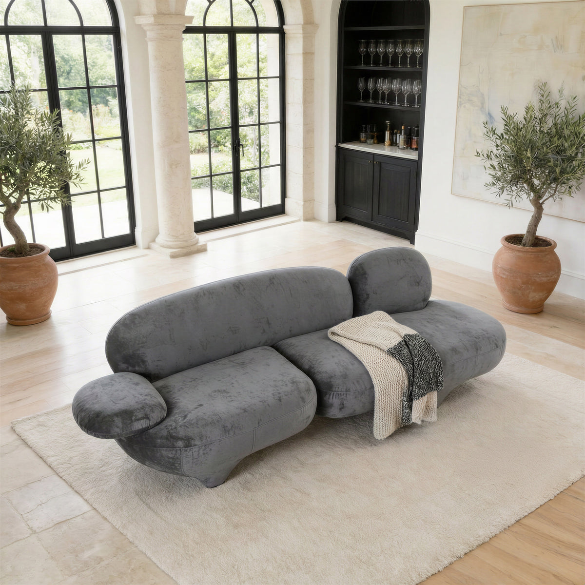 Oblak Storm Gray Velvet Sofa