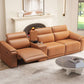 118" Modular Leather Recliner Sectional Sofa – 3-seat Power Reclining Sofa with Cup Holders in modern living room setting.