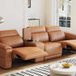 118" Modular Leather Recliner Sectional Sofa – 3-seat Power Reclining Sofa with Cup Holders in a modern living room.