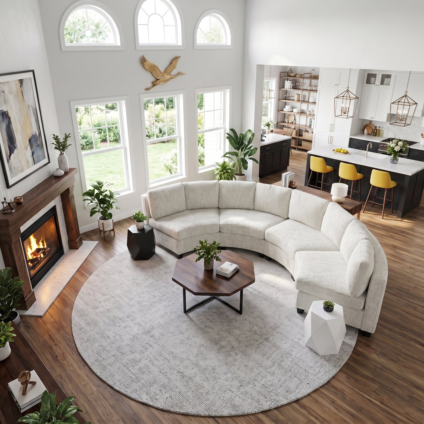 Rosalind Chenille Curved Modular Sectional – 4-Seat Sofa - Beige (3)