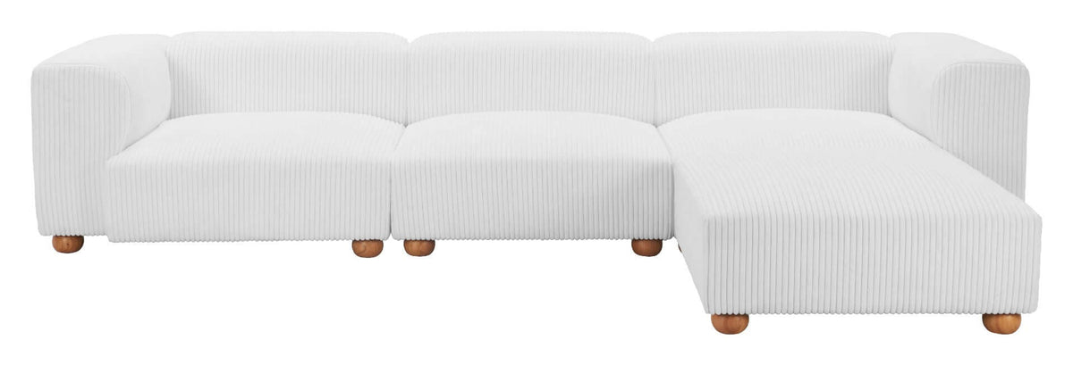 Tayte White Corduroy Modular Sectional Sofa 150" – Deep Seat Oversized Couch from different angles