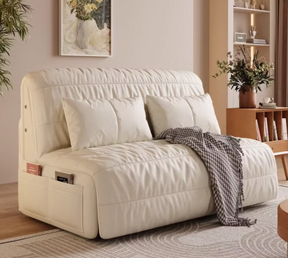 Inglis White Electric Sofa Bed – 62.99" Cat-Scratch-Resistant Convertible Sleeper Loveseat