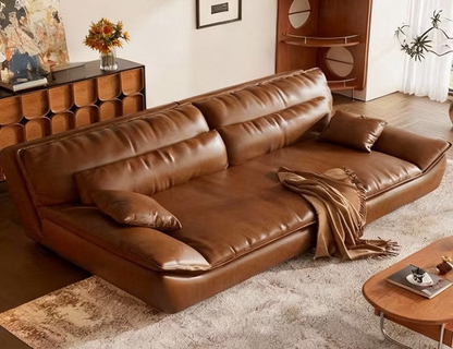 Landon Brown Faux Leather Sofa Bed – Foldable Sleeper (2 Sizes)