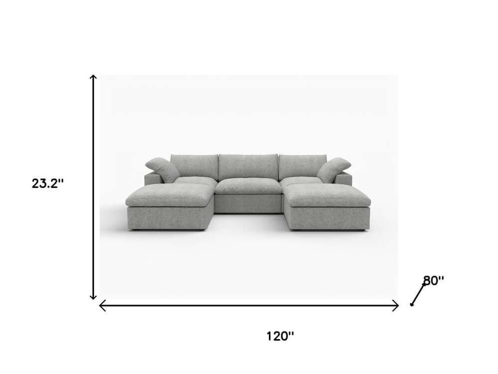 120" Light Gray Linen Blend Modular Universal Sofa With Ottoman And Storage dimensions 120x80x23.2 inches