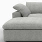 120" Light Gray Linen Blend Modular Universal Sofa With Ottoman And Storage close-up view showing sectional and cushion details.