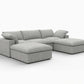 120" Light Gray Linen Blend Modular Universal Sofa With Ottoman And Storage, featuring a modern design and plush cushions.