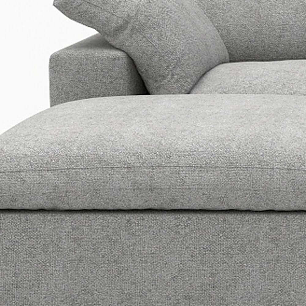 120" Light Gray Linen Blend Modular Universal Sofa With Ottoman And Storage close-up of cushion and upholstery detail.