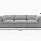 120" Linen Blend Modular Sofa With Toss Pillows | Modern Sectional Couch dimensions front view in light gray fabric