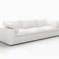 120" Linen Blend Modular Sofa With Toss Pillows | Modern Sectional Couch in soft white fabric