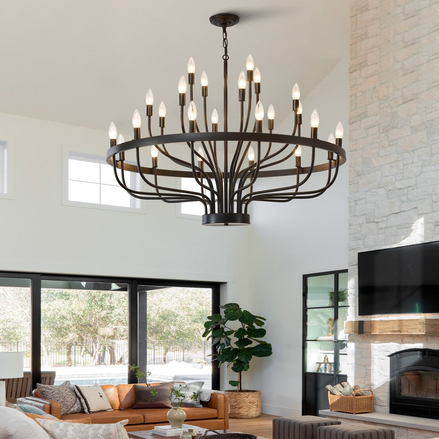 Daxton Black Iron 24-Light Chandelier 39.3 inch