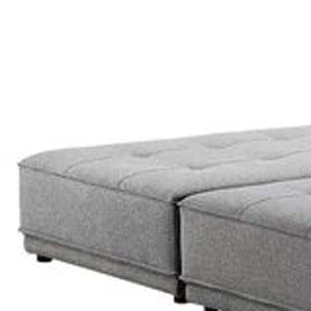 124" Fabric L-Shaped Sofa Chaise Sectional | Modern 2-Piece Reversible Sectional gray fabric close-up view.