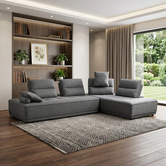124" Fabric L-Shaped Sofa Chaise Sectional | Modern 2-Piece Reversible Sectional in contemporary living room setup.