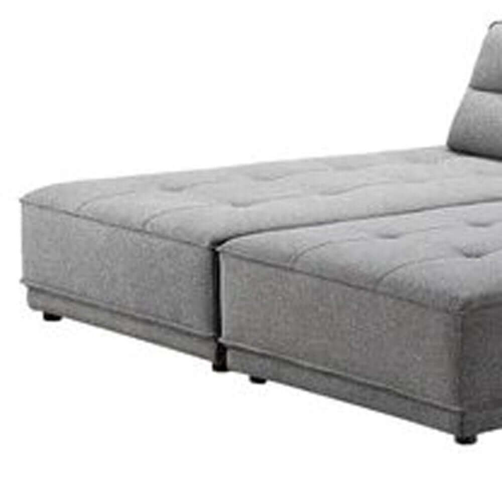 124" Fabric L-Shaped Sofa Chaise Sectional | Modern 2-Piece Reversible Sectional in soft gray polyester fabric.