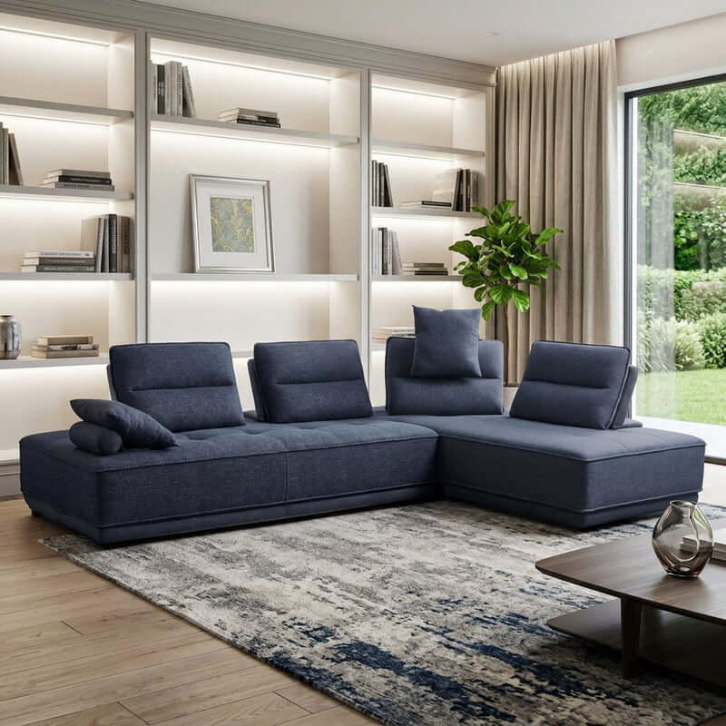 124" Fabric L-Shaped Sofa Chaise Sectional | Modern 2-Piece Reversible Sectional in a stylish living room setting.