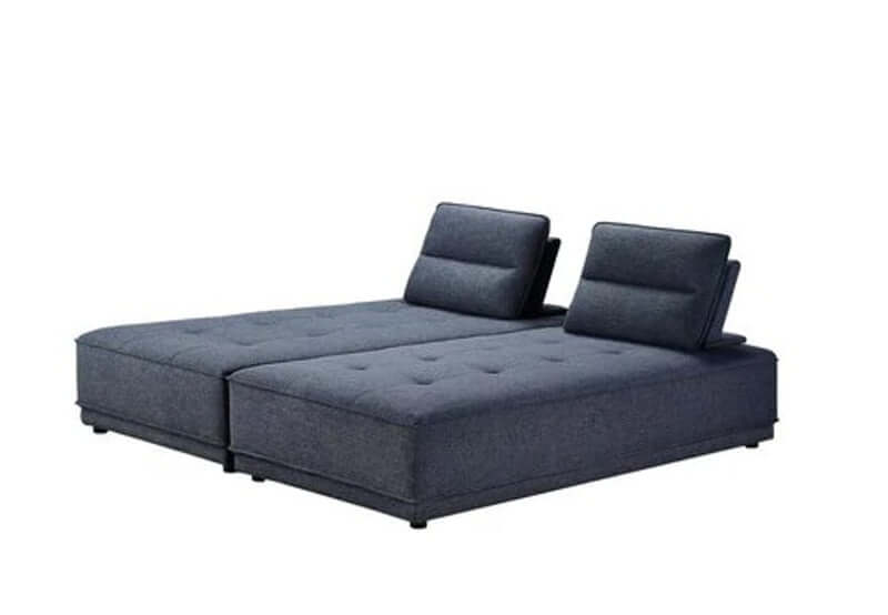 124" Fabric L-Shaped Sofa Chaise Sectional | Modern 2-Piece Reversible Sectional in dark gray upholstery with adjustable backrests.