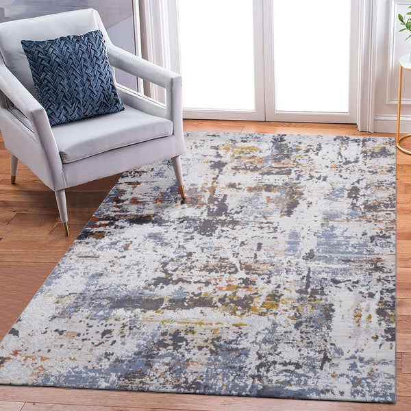 Multicolor abstract area accent rug in modern design, 5x7ft, ideal for enhancing living spaces.