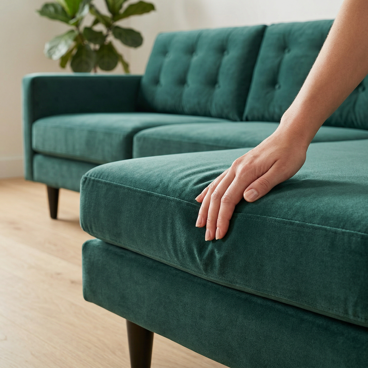 Talmadge Sectional Sofa – 120" L-Shaped, Made in USA - Velvet Antique Kelly Green - Velvet (5)