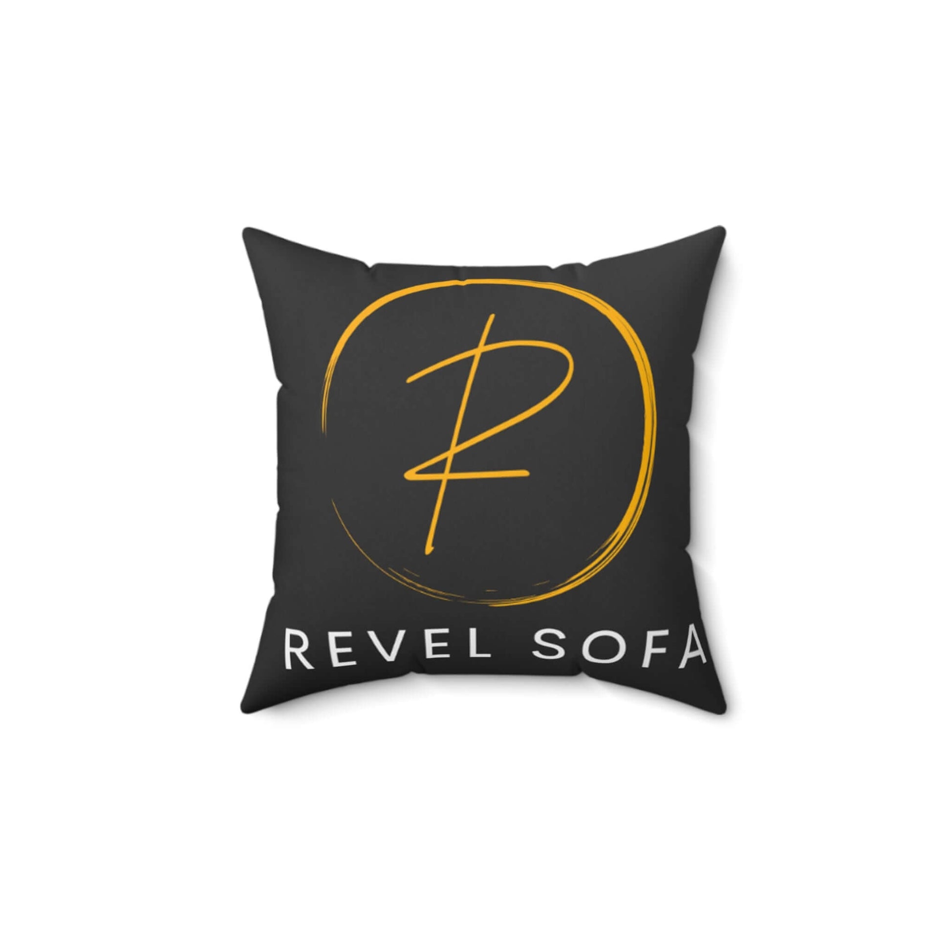 Spun Polyester Square Pillow Revel Logo In Black - Revel Sofa 