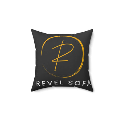 Spun Polyester Square Pillow Revel Logo In Black - Revel Sofa 