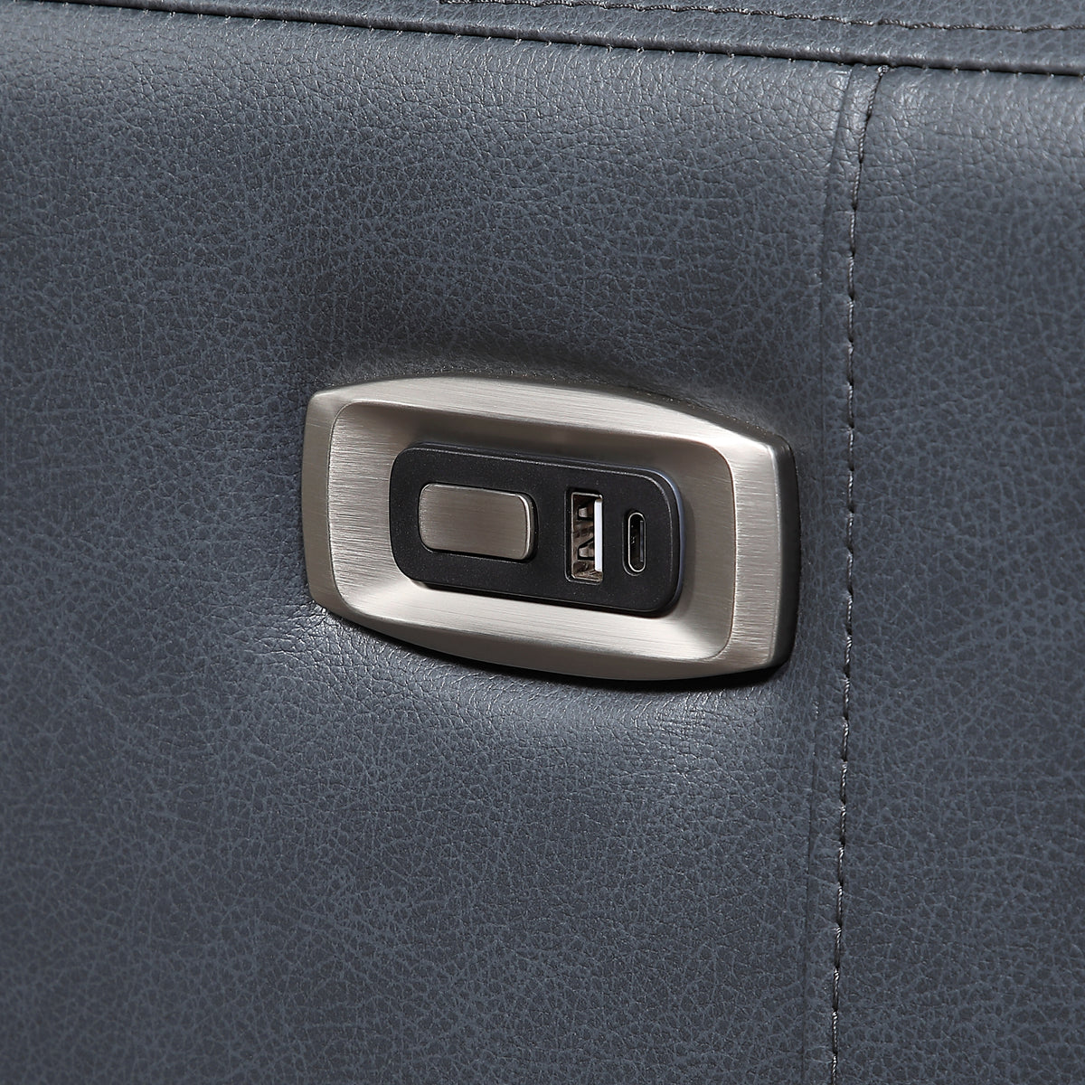Ardley Navy Faux Leather Power Reclining Sofa Set