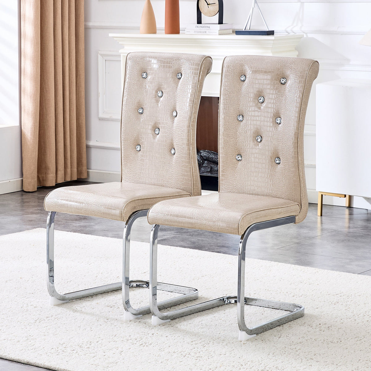 Kinsey Beige, Electroplated Legs, Set of 2