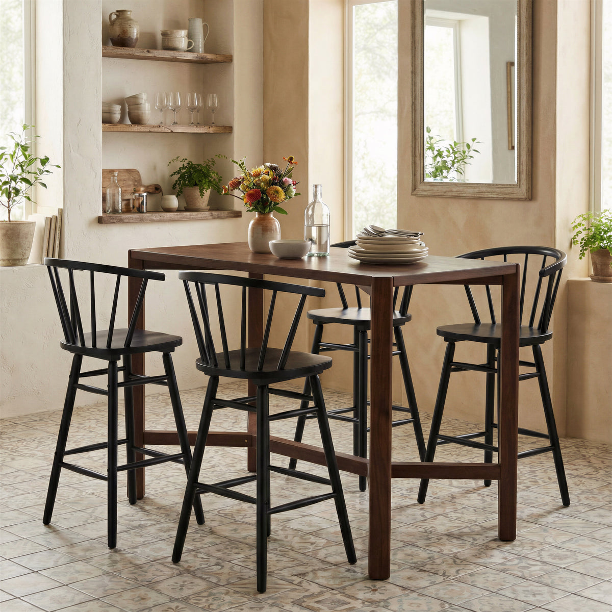 Stenger Barstool (Set of 2) in Black