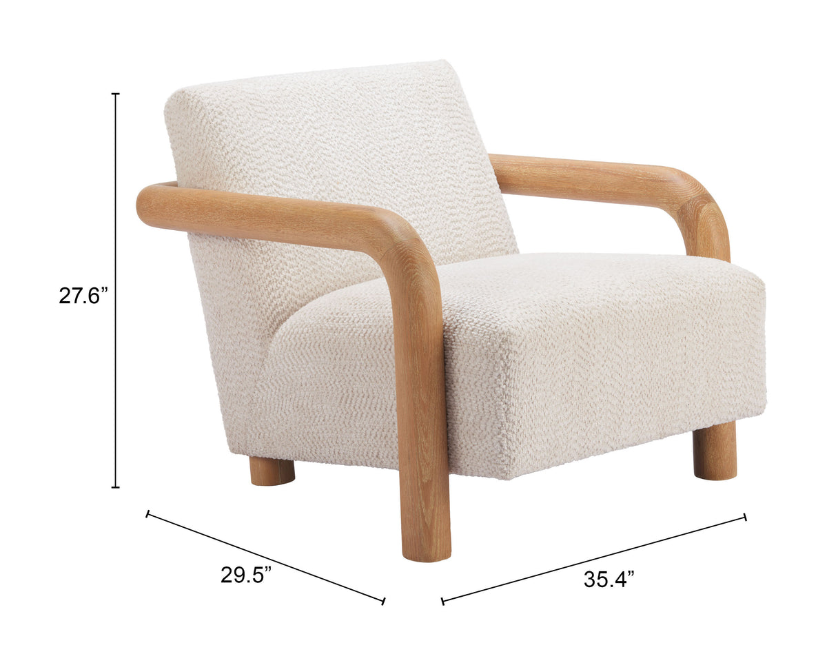 Subliem Cotton White Accent Chair