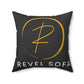 Spun Polyester Square Pillow Revel Logo In Black - Revel Sofa 